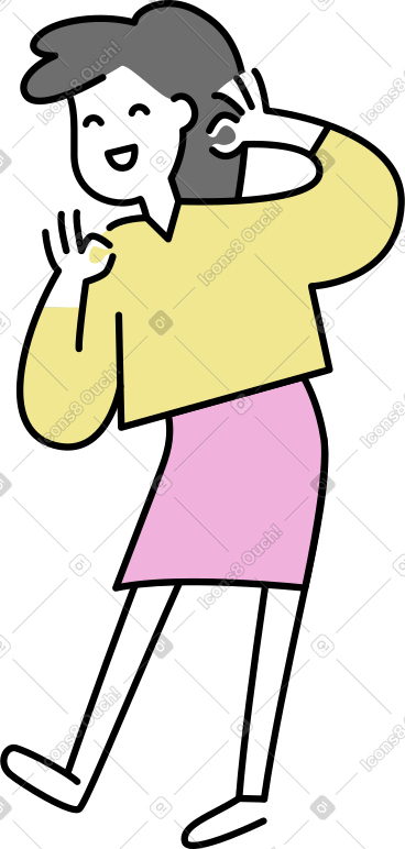 年轻女子表现出好的手势 PNG, SVG