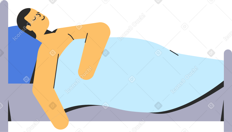 Man Sleeping In Bed Illustration In Png Svg