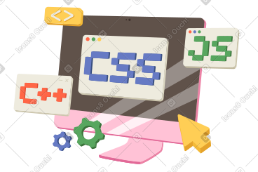 使用 css/c++/js 以及光标和代码符号文本进行刻字动态插图，格式有GIF、Lottie (JSON)、AE