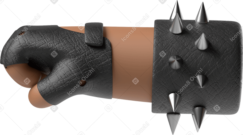 3D Fist of rocker's brown skin hand facing left Illustration in PNG, SVG