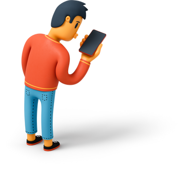 Back view of a man with smartphone PNG, SVG