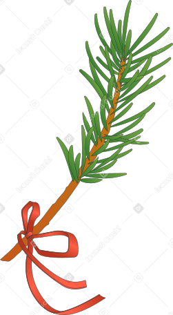 Rama de árbol de navidad con cinta PNG, SVG