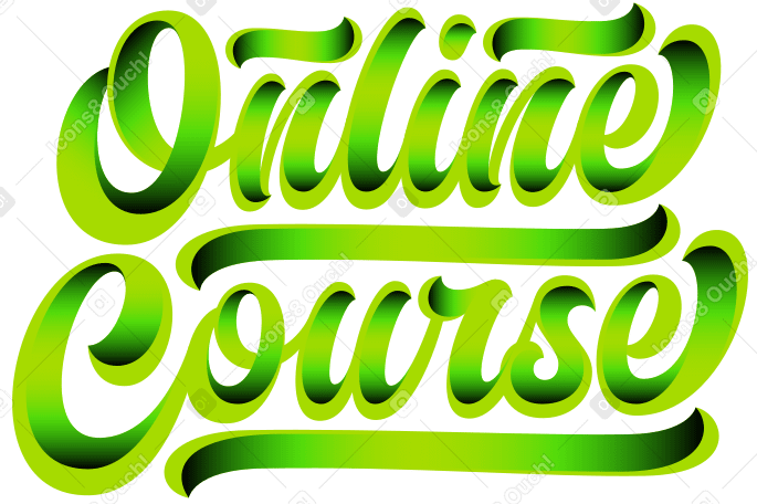 lettering online course with gradient shadow Illustration in PNG, SVG