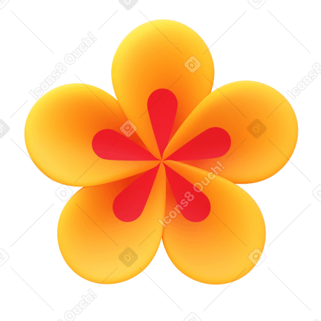 3D yellow flower Illustration in PNG, SVG