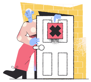 Man exiting the door with restricted sign PNG, SVG