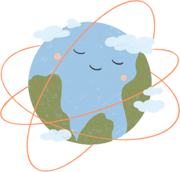 planet earth with a smile and clouds PNG, SVG