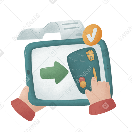 Hands holding an ipad and making an online card payment Illustration in PNG, SVG