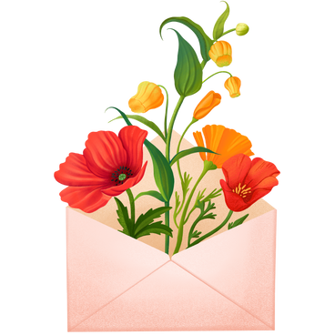 Bouquet of wild flowers in an envelope PNG, SVG