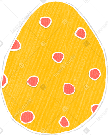 easter yellow egg with red dots Illustration in PNG, SVG