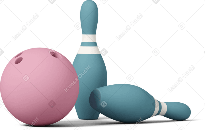 3D bowling ball and pin PNG, SVG