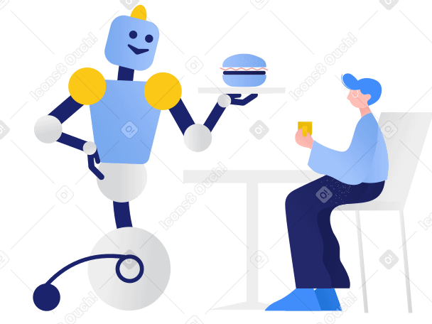 Robot waiter Illustration in PNG, SVG
