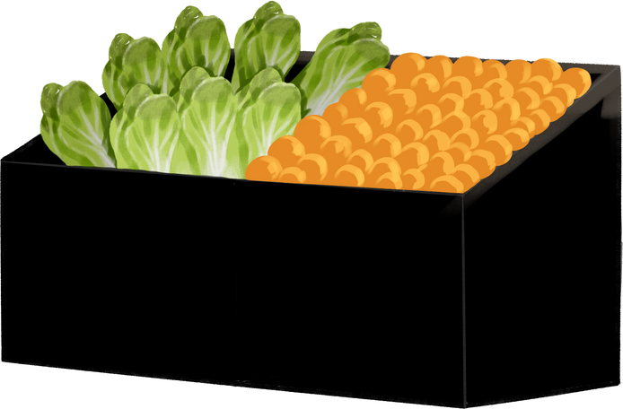 vegetable counter in the store Illustration in PNG, SVG