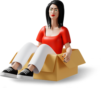 woman in cardboard box PNG, SVG