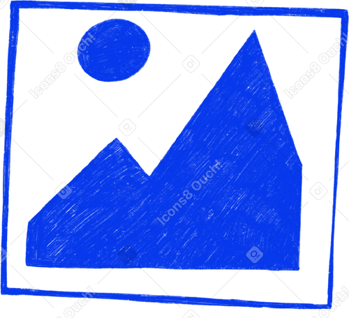blue picture with mountains Illustration in PNG, SVG