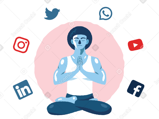 Man spends a day without social media Illustration in PNG, SVG