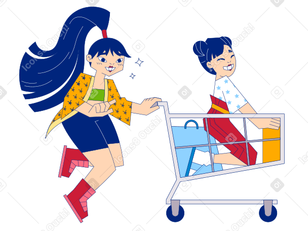 Shopping with a friend Illustration in PNG, SVG