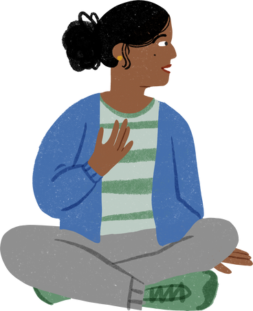 Girl sitting with her legs crossed and talking PNG, SVG