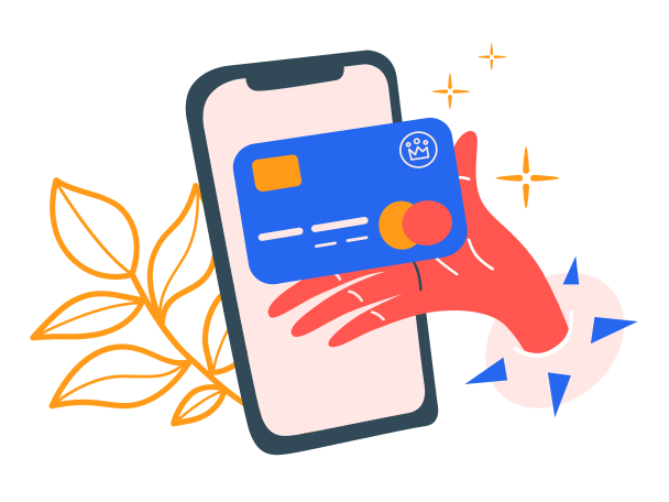 Paying with card online  Illustration in PNG, SVG