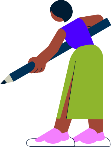 Femme tient un gros crayon PNG, SVG
