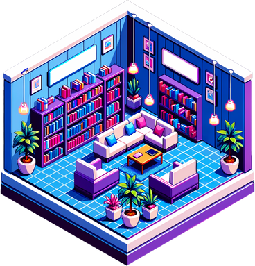 Sala de lectura en una biblioteca PNG, SVG