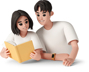 young couple with a book PNG, SVG