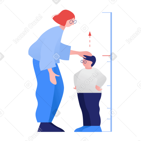Mother measures son's height PNG, SVG