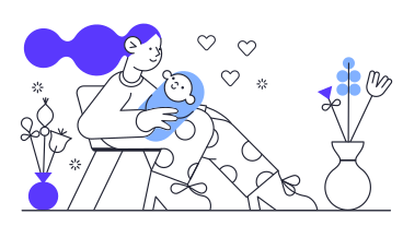 Woman sitting and holding a baby PNG, SVG