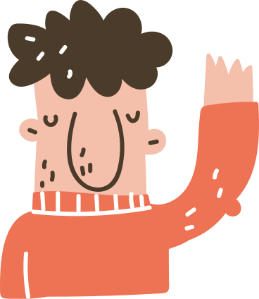 curly haired man with hand up в PNG, SVG