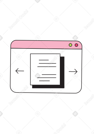 Browser window and paper Illustration in PNG, SVG