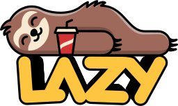 Cartoon sloth lying down with a milkshake on the side
