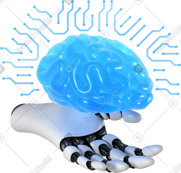 Robot hand with brain PNG, SVG