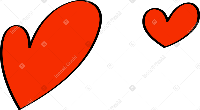 two red hearts Illustration in PNG, SVG