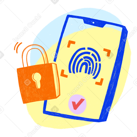 Fingerprint phone login protection Illustration in PNG, SVG