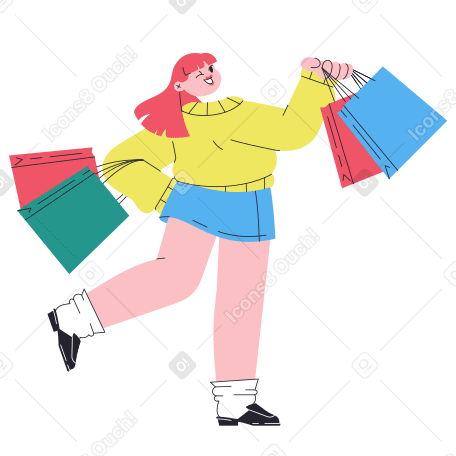 Счастливая женщина на шоппинге в PNG, SVG