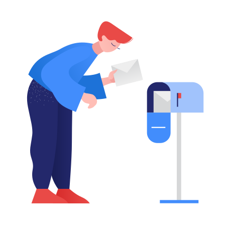 Man picking up a letter from the mailbox Illustration in PNG, SVG