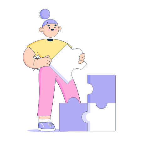 Woman is solving the puzzle Illustration in PNG, SVG