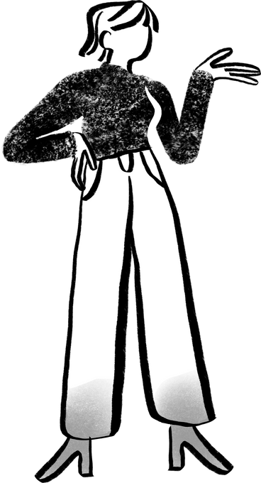 black and white short haired woman standing with her hand on her hip PNG, SVG
