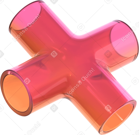 3D glass cross pipe PNG, SVG