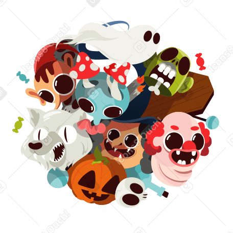 Halloween puzzle, Halloween party with spooky characters PNG, SVG