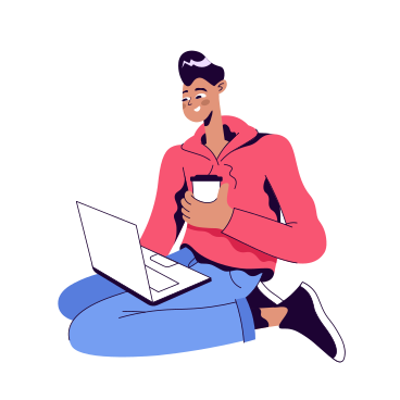 Remote work with a laptop PNG, SVG