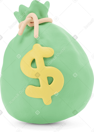 3D Green money bag PNG, SVG