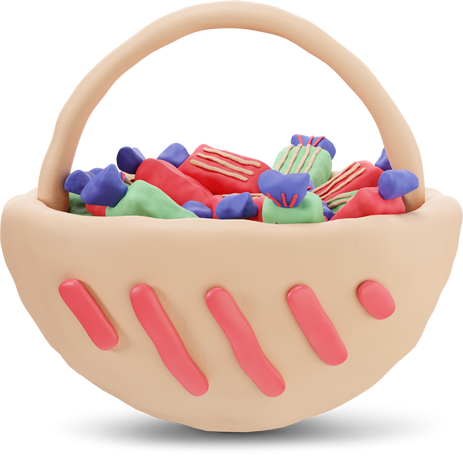 Halloween basket with sweets Illustration in PNG, SVG