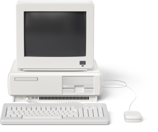 3D old pc front view PNG, SVG
