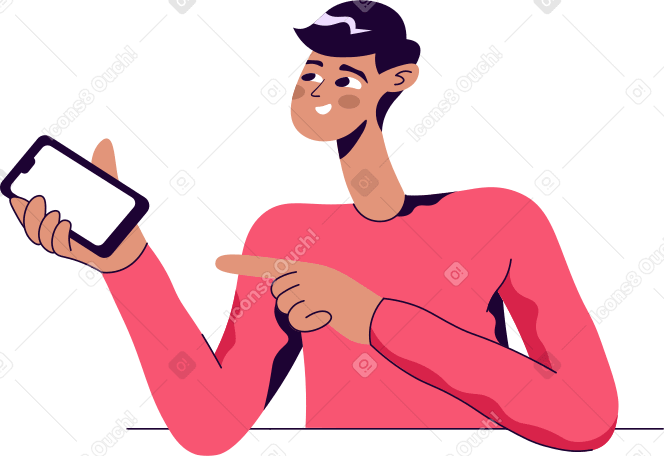 guy holding a green mobile phone Illustration in PNG, SVG