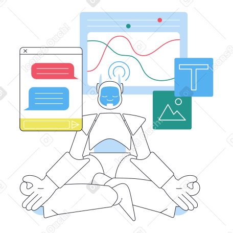 Artificial intelligence multitasking Illustration in PNG, SVG