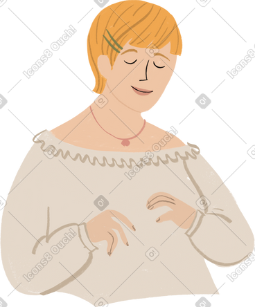 Blond woman sitting with closed eyes PNG, SVG