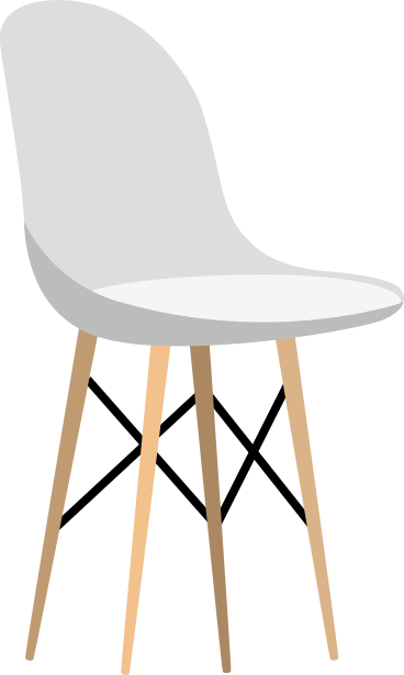 Plastic chair with wooden legs PNG, SVG