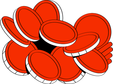 Lot of red coins PNG, SVG