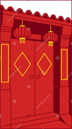 Рама с китайской дверью в PNG, SVG
