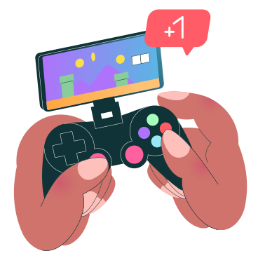Hands holding mobile game controller animated illustration in GIF, Lottie (JSON), AE